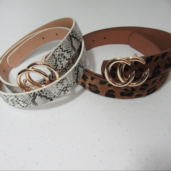 Accessories - Leopard and Snake Skin Print Fashion Belts